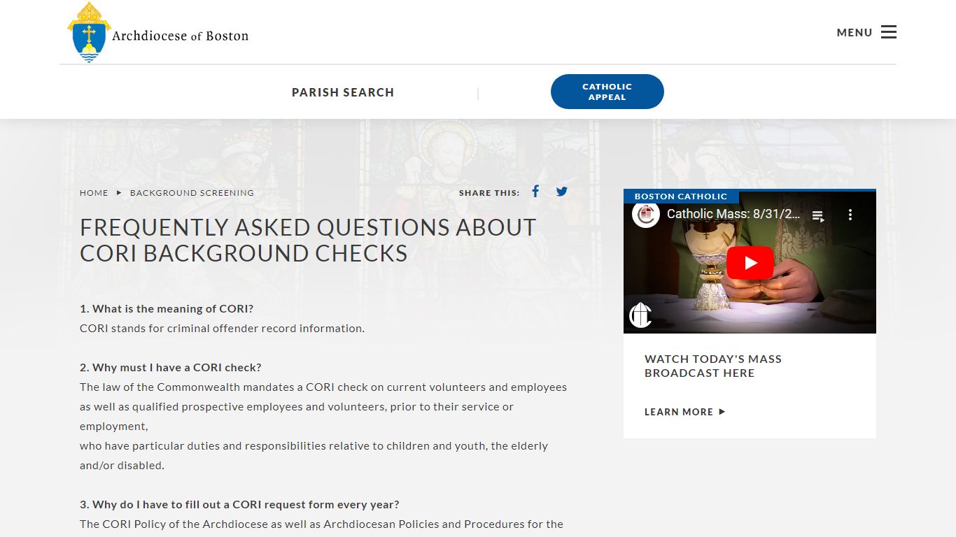 Frequently Asked Questions About CORI Background Checks